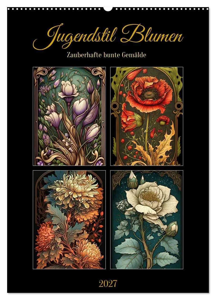 Cover: 9783569307131 | Jugendstil Blumen (Wandkalender 2027 DIN A2 hoch), CALVENDO...