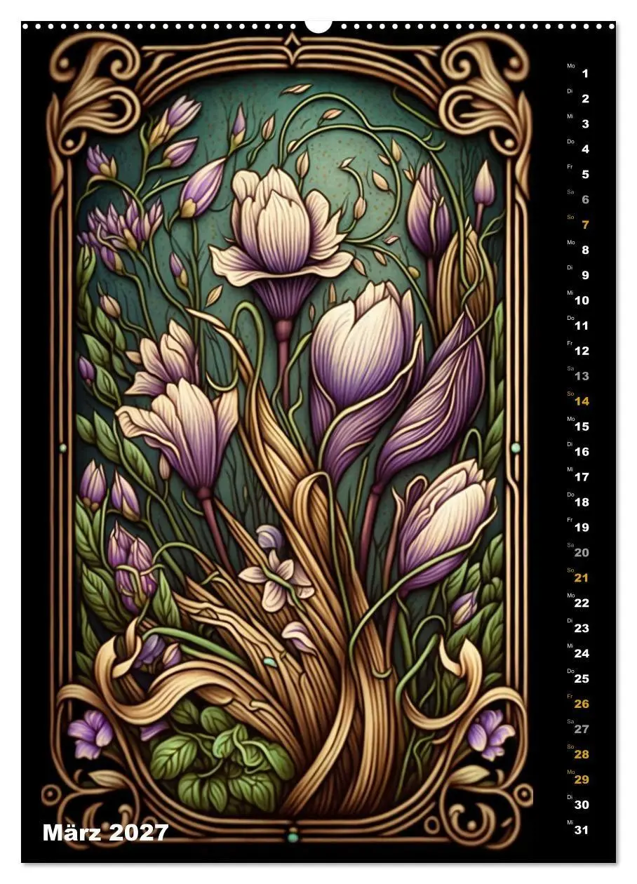 Bild: 9783569307131 | Jugendstil Blumen (Wandkalender 2027 DIN A2 hoch), CALVENDO...