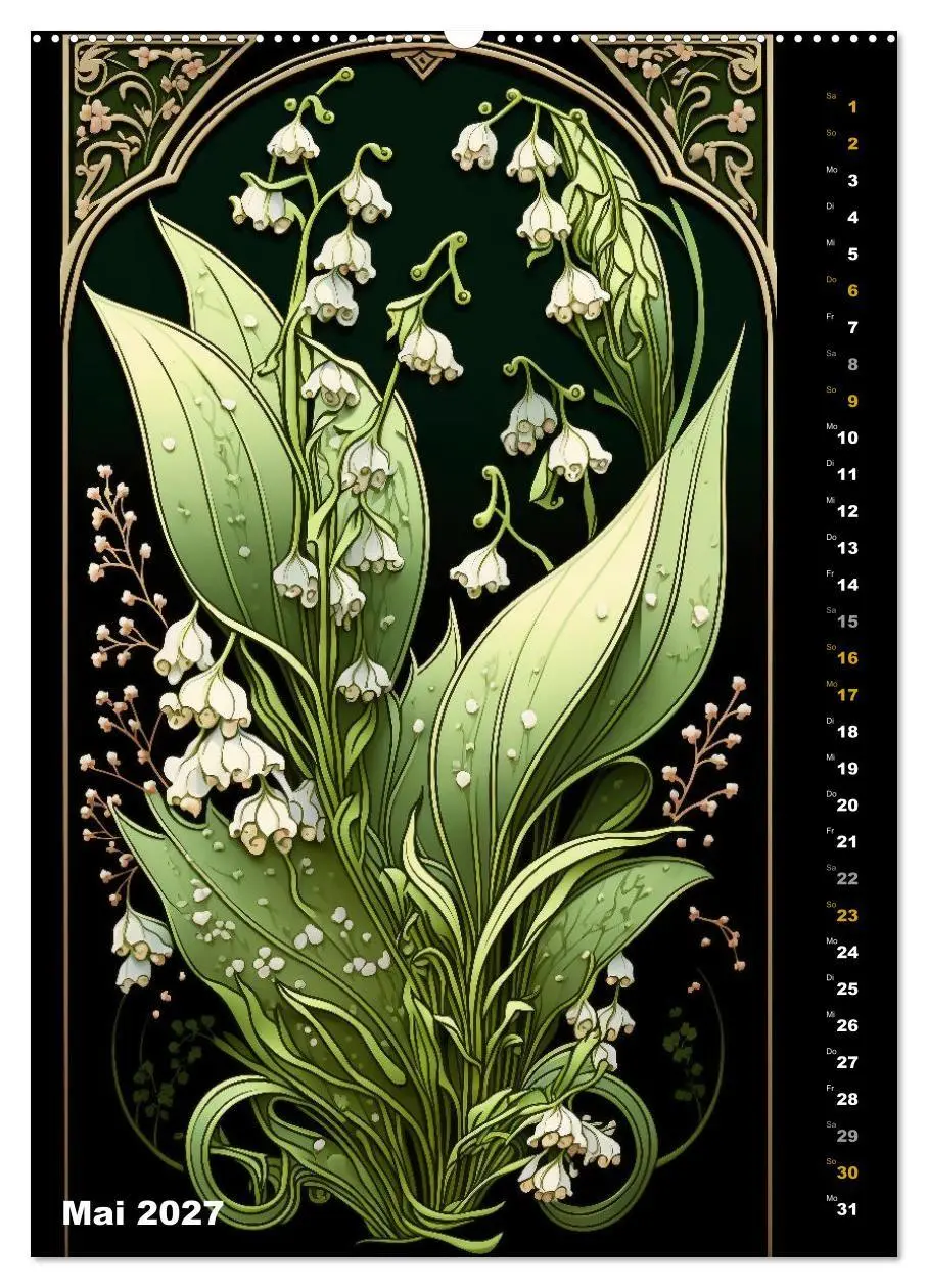 Bild: 9783569307131 | Jugendstil Blumen (Wandkalender 2027 DIN A2 hoch), CALVENDO...