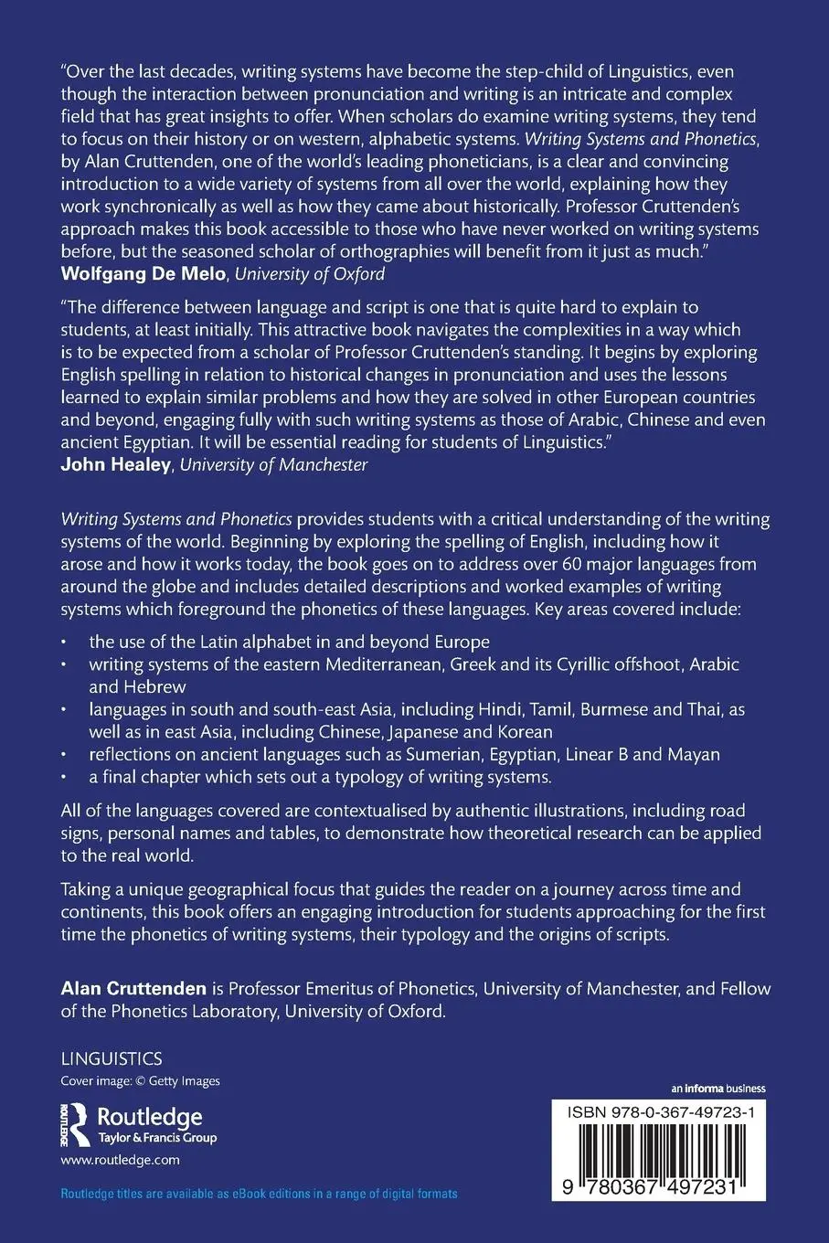 Rückseite: 9780367497231 | Writing Systems and Phonetics | Alan Cruttenden | Taschenbuch | 2021