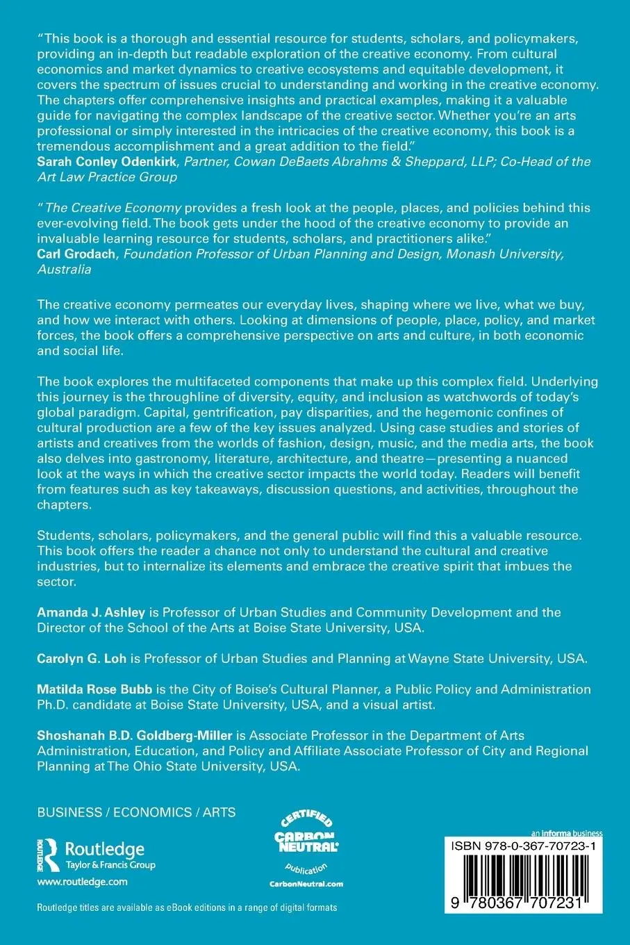 Rückseite: 9780367707231 | The Creative Economy | Arts, Cultural Value and Society in Practice