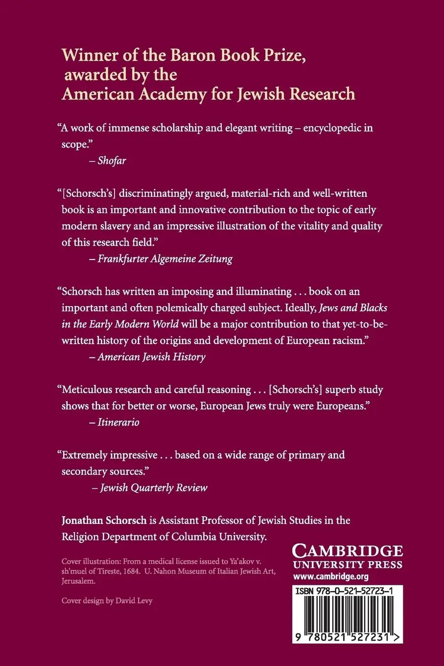 Rückseite: 9780521527231 | Jews and Blacks Early Modern World | Jonathan Schorsch | Taschenbuch