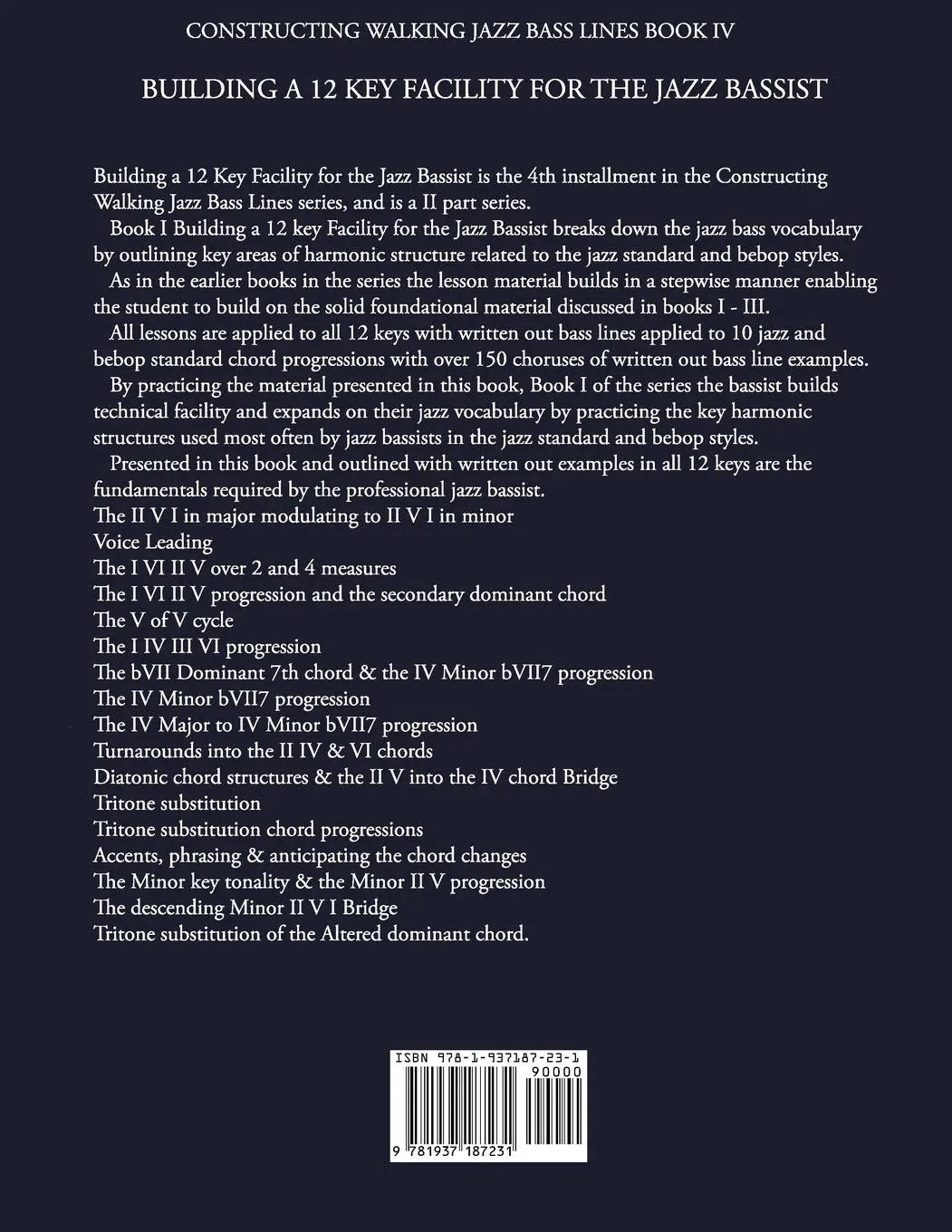 Rückseite: 9781937187231 | Constructing Walking Jazz Bass Lines Book IV - Building a 12 Key...