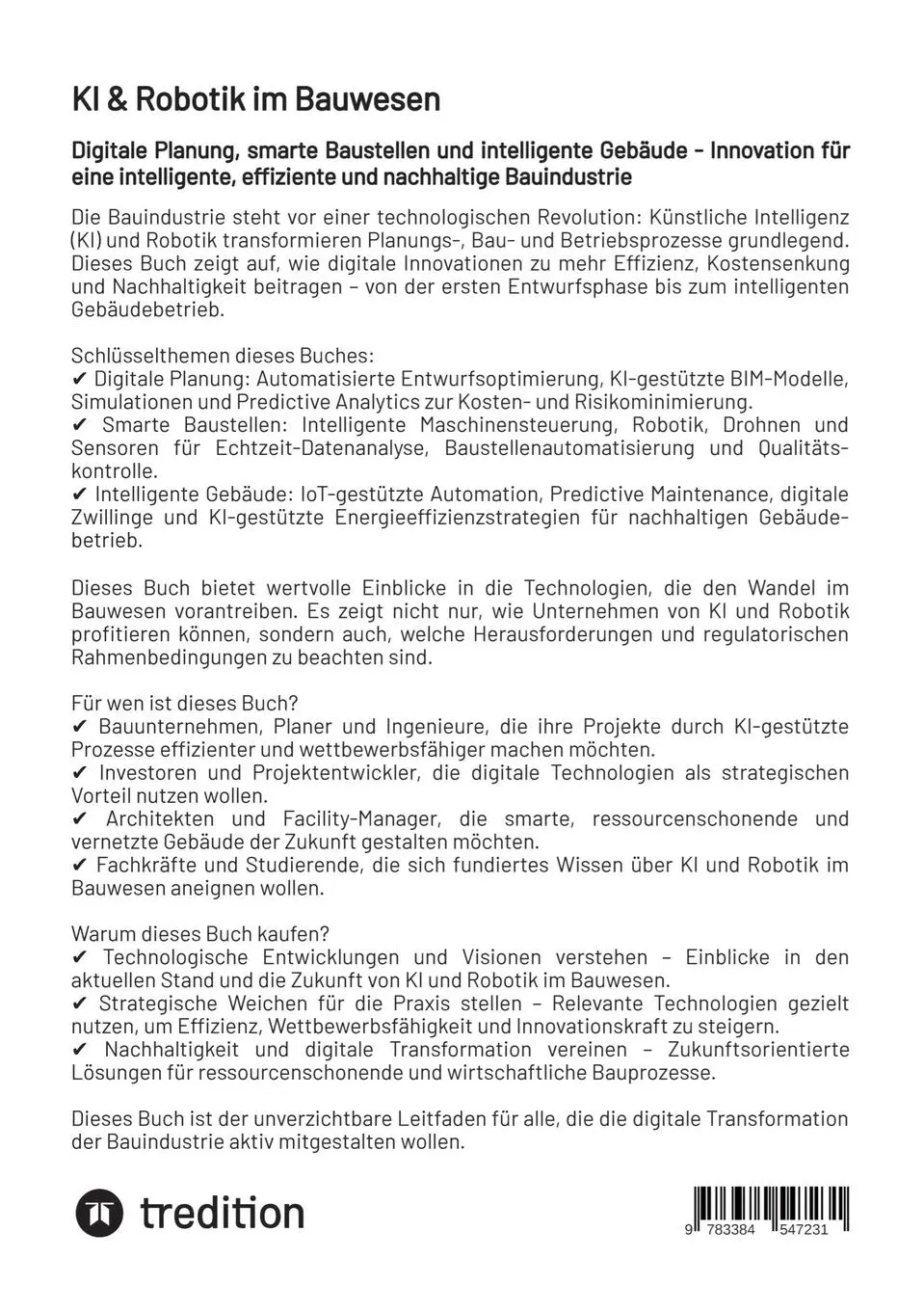 Rückseite: 9783384547231 | KI &amp; Robotik im Bauwesen | Bernhard Metzger | Taschenbuch | 144 S.