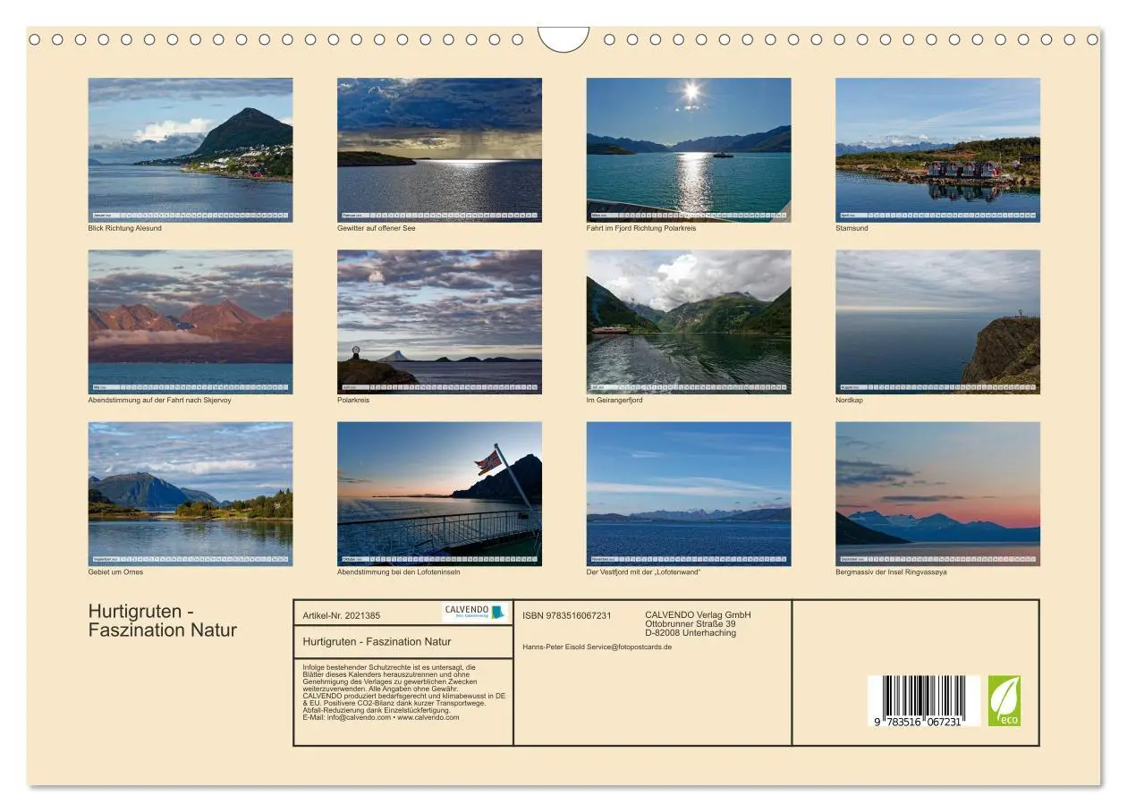 Bild: 9783516067231 | Hurtigruten - Faszination Natur (Wandkalender 2026 DIN A3 quer),...