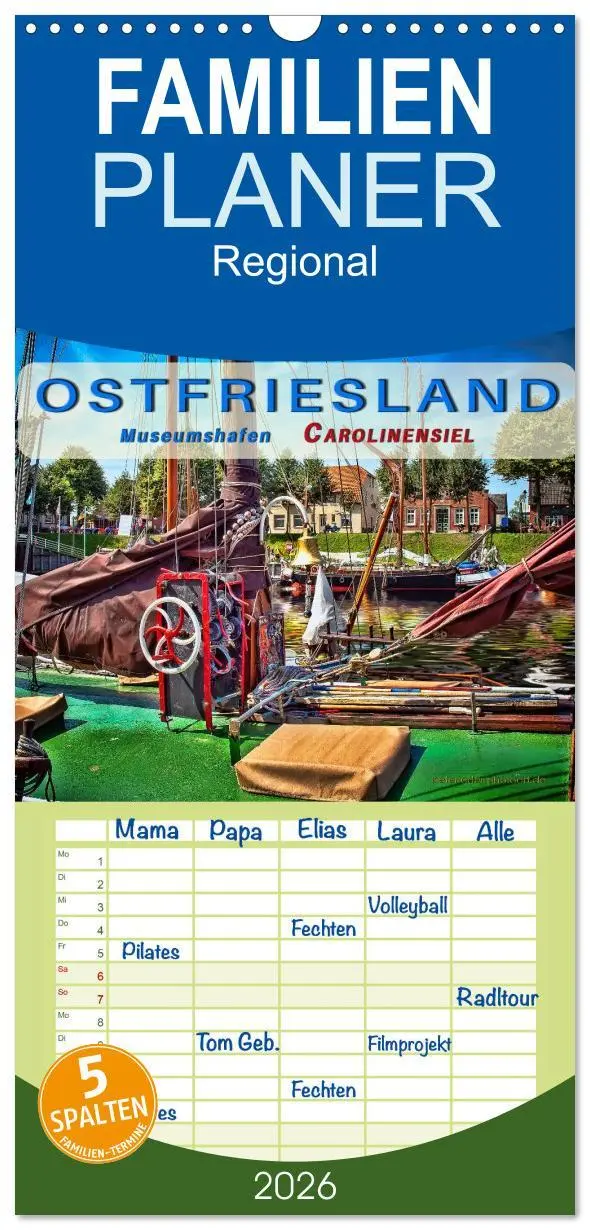 Cover: 9783516517231 | Familienplaner 2026 - Ostfriesland - Museumshafen Carolinensiel mit...
