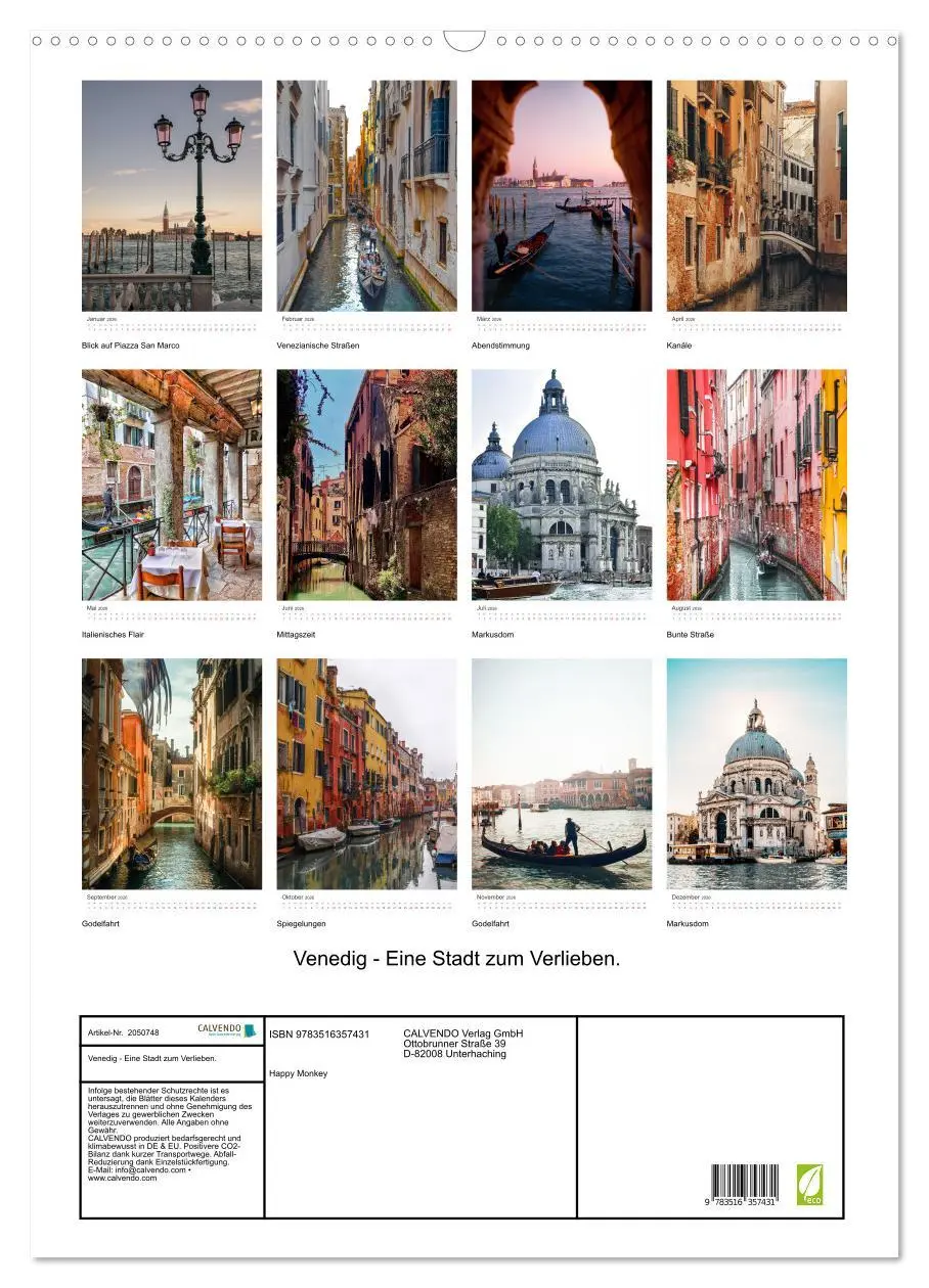 Bild: 9783516357431 | Venedig - Eine Stadt zum Verlieben. (Wandkalender 2026 DIN A2...