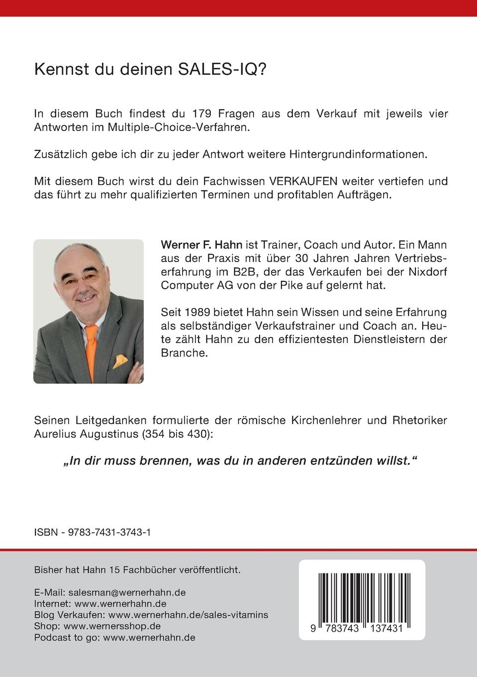 Rückseite: 9783743137431 | Kennst du deinen Sales-IQ? | 179 Fragen mit 716 Antworten | Hahn