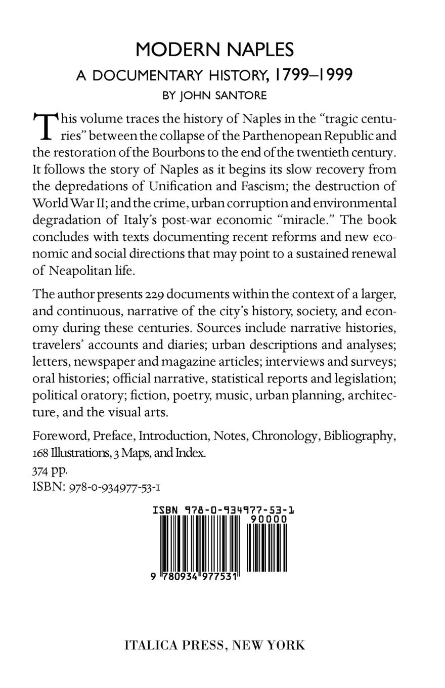 Rückseite: 9780934977531 | Modern Naples | A Documentary History, 1799-1999 | John Santore | Buch