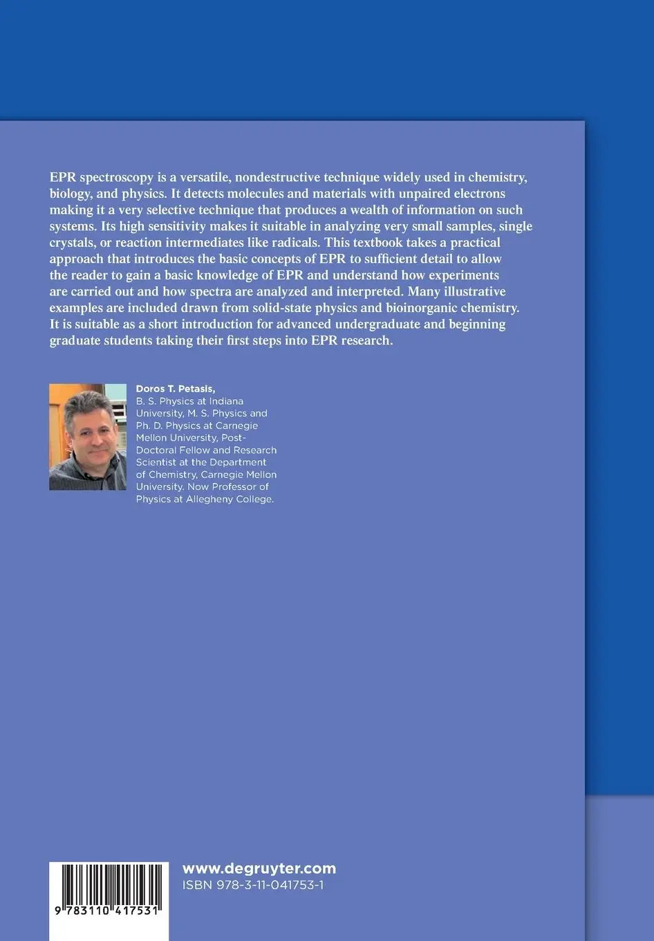 Rückseite: 9783110417531 | EPR Spectroscopy | Doros T. Petasis | Taschenbuch | IX | Englisch