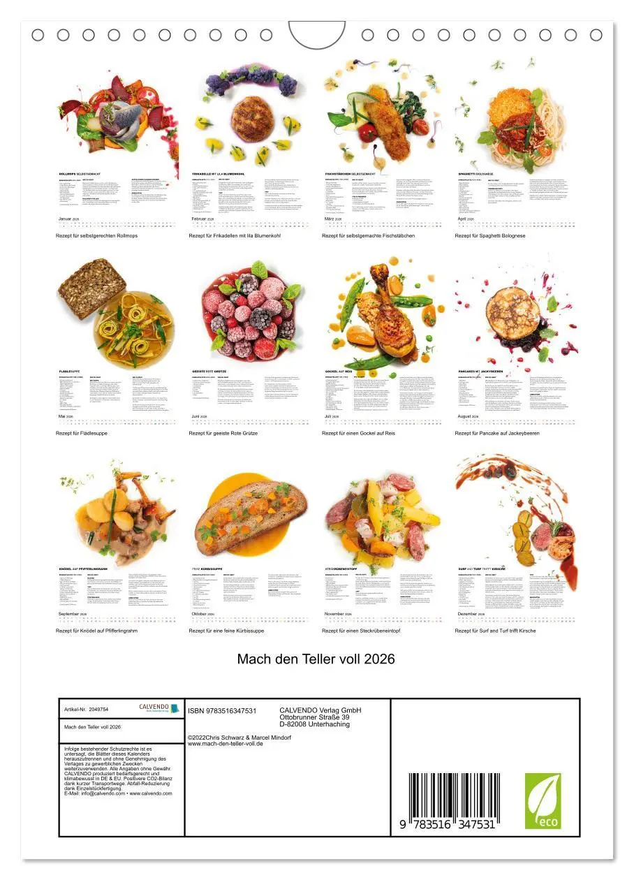 Bild: 9783516347531 | Mach den Teller voll 2026 (Wandkalender 2026 DIN A4 hoch), CALVENDO...