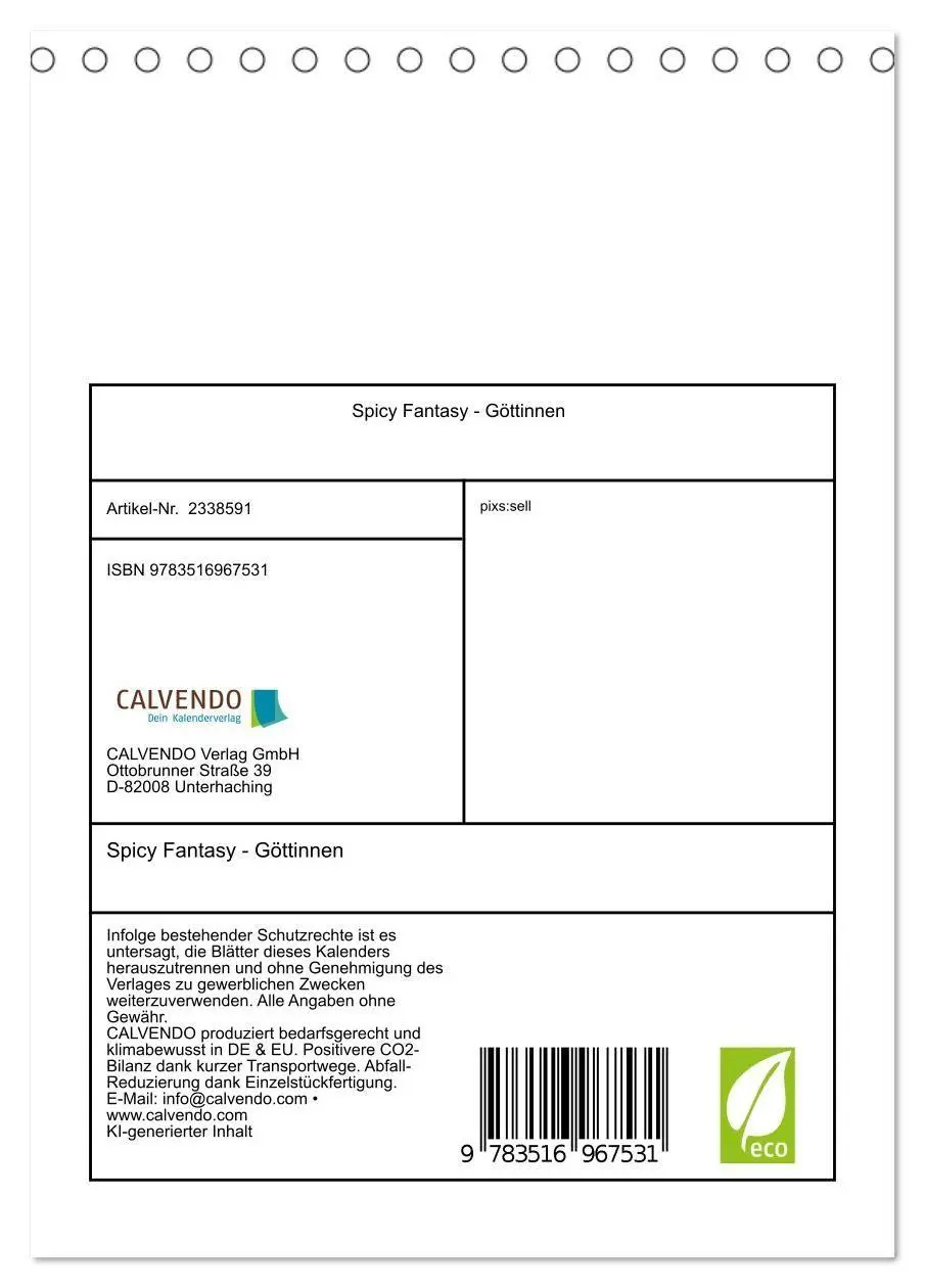 Bild: 9783516967531 | Spicy Fantasy - Göttinnen (Tischkalender 2027 DIN A5 hoch),...