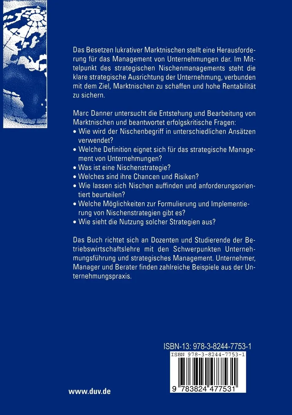 Rückseite: 9783824477531 | Strategisches Nischenmanagement | Marc Danner | Taschenbuch | xxiv