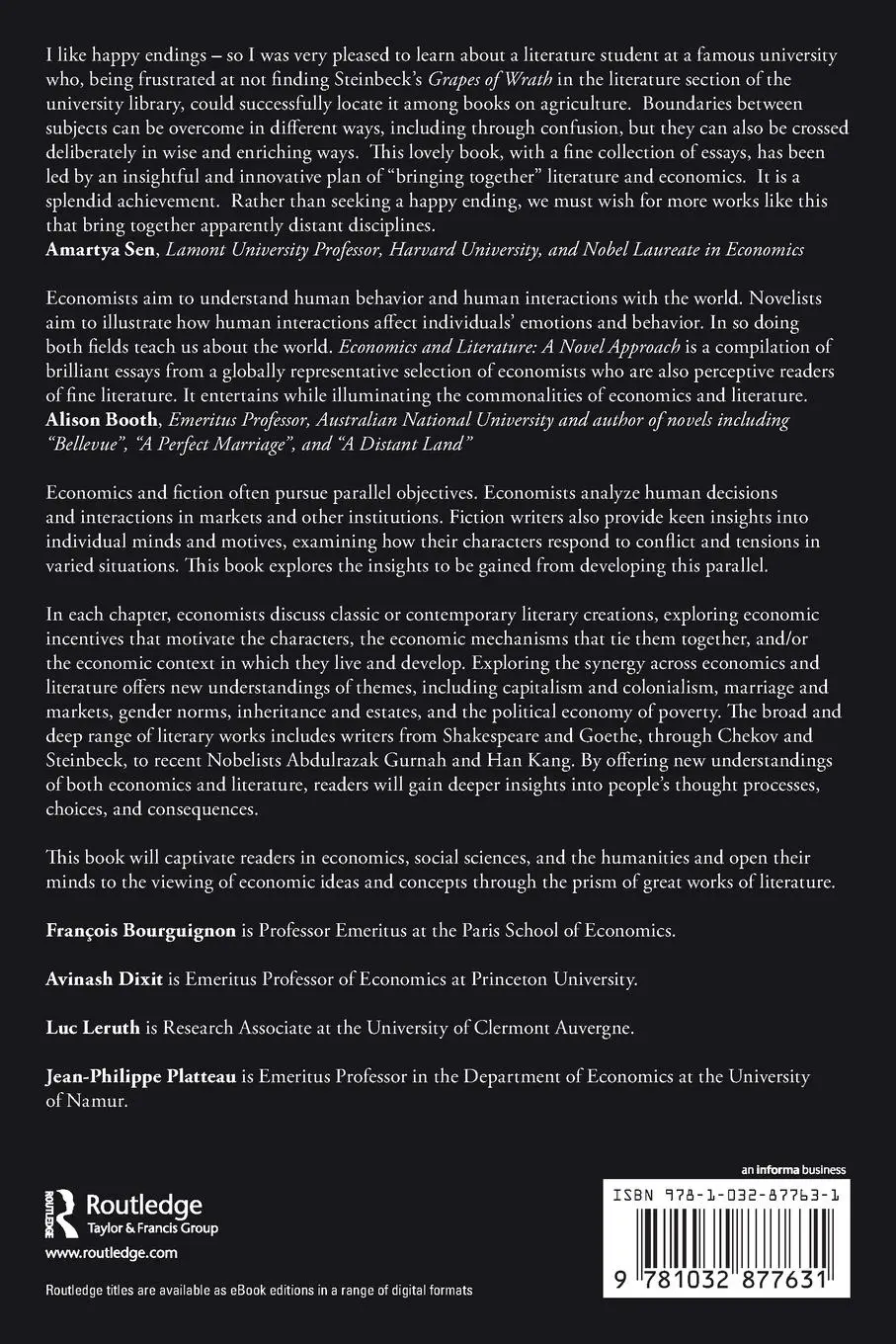 Rückseite: 9781032877631 | Economics and Literature | A Novel Approach | Bourguignon (u. a.)