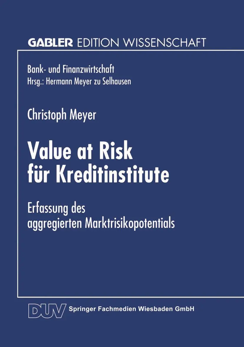 Cover: 9783824467631 | Value at Risk für Kreditinstitute | Christoph Meyer | Taschenbuch
