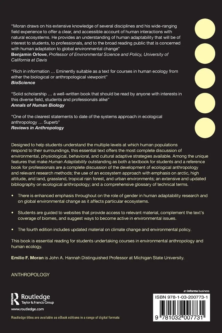 Rückseite: 9781032007731 | Human Adaptability | An Introduction to Ecological Anthropology | Buch