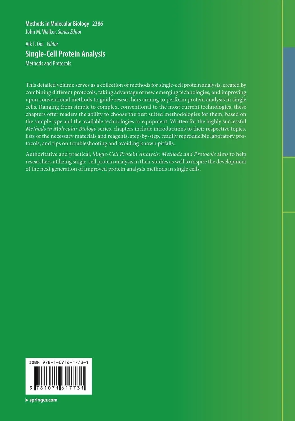 Rückseite: 9781071617731 | Single-Cell Protein Analysis | Methods and Protocols | Aik T. Ooi | x