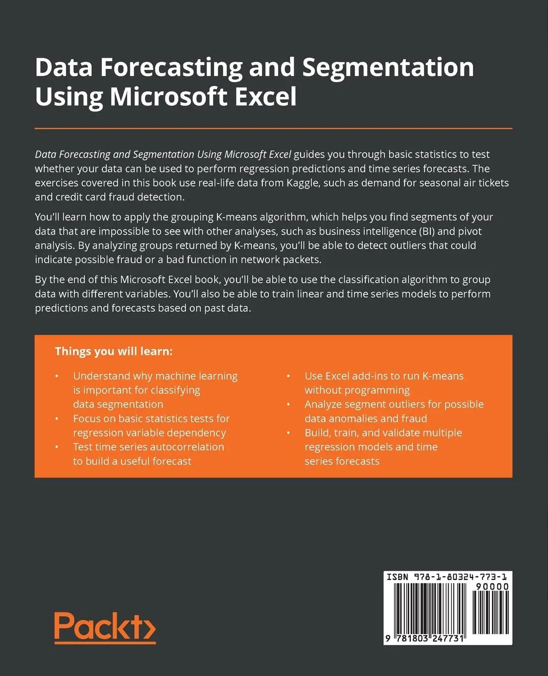 Rückseite: 9781803247731 | Data Forecasting and Segmentation Using Microsoft Excel | Roque | Buch