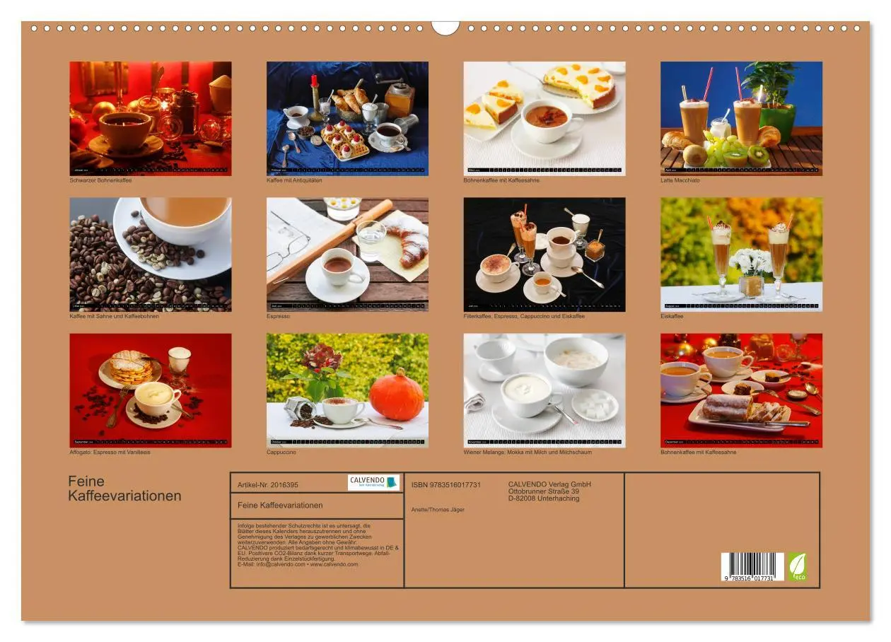 Bild: 9783516017731 | Feine Kaffeevariationen (Wandkalender 2026 DIN A2 quer), CALVENDO...