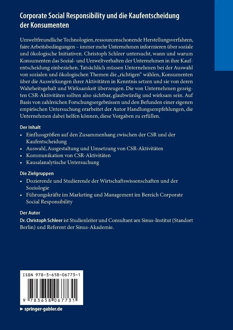 Rückseite: 9783658067731 | Corporate Social Responsibility und die Kaufentscheidung der...