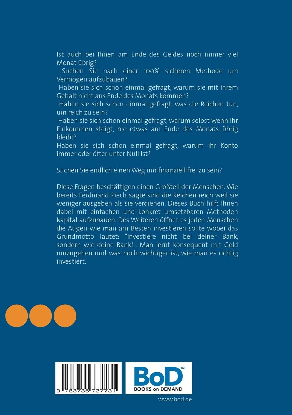 Rückseite: 9783735737731 | Durch intelligentes sparen Wohlstand erlangen | Sergio Armanini | Buch