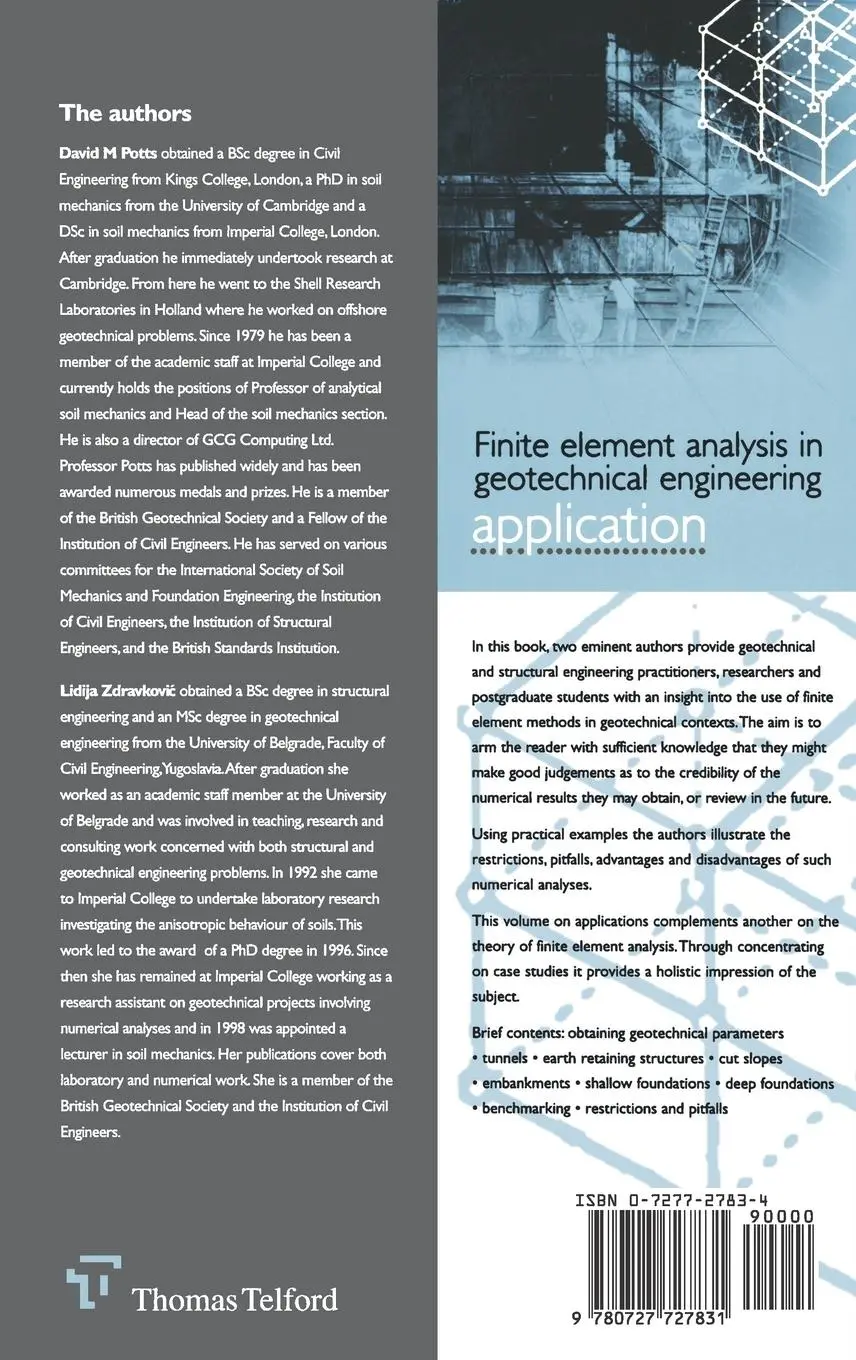Rückseite: 9780727727831 | Finite Element Analysis in Geotechnical Engineering | Potts (u. a.)