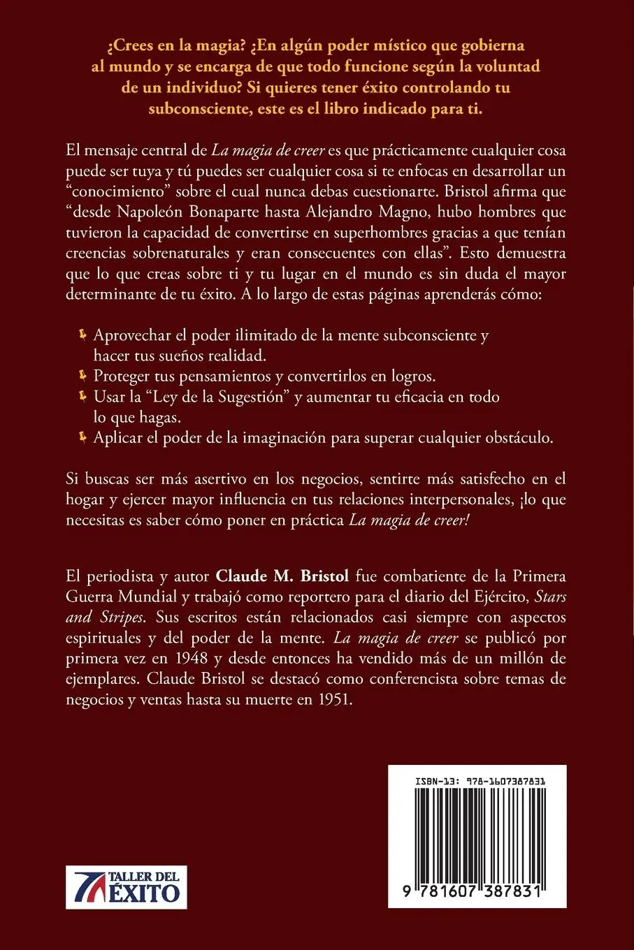 Rückseite: 9781607387831 | La magia de creer | Creelo primero, alcanzalo despues | Bristol | Buch