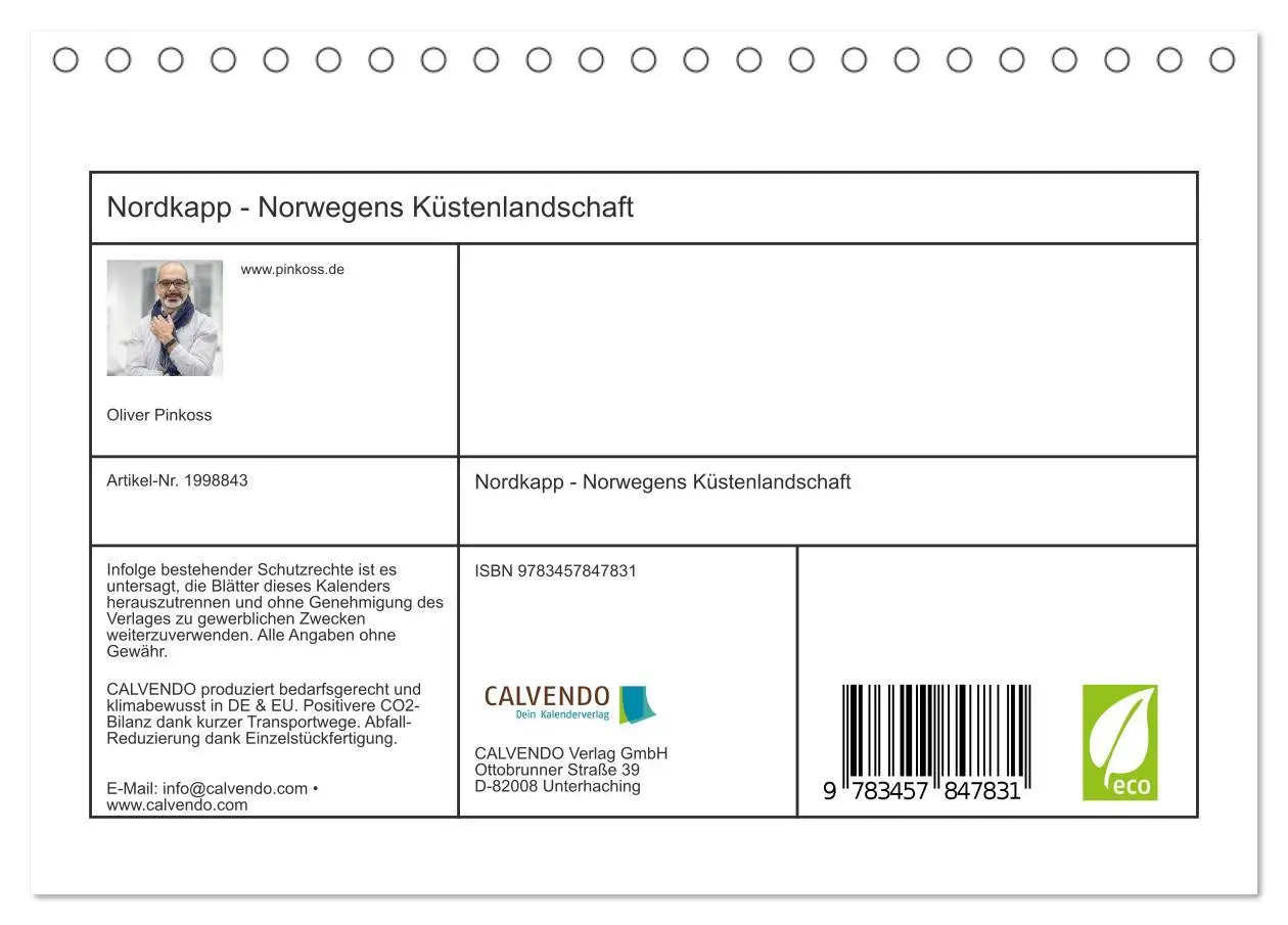 Bild: 9783457847831 | Nordkapp - Norwegens Küstenlandschaft (Tischkalender 2026 DIN A5...