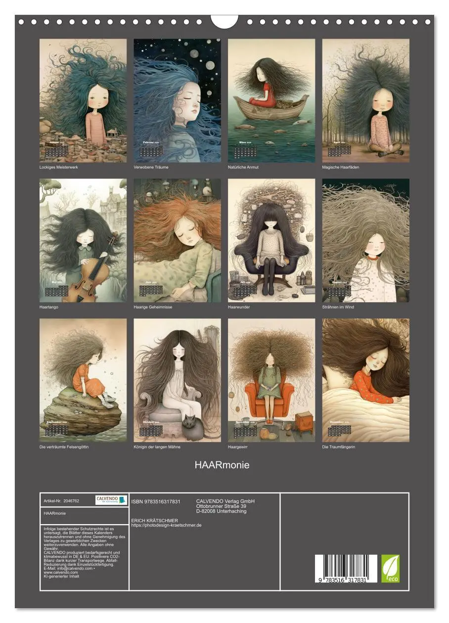 Bild: 9783516317831 | HAARmonie (Wandkalender 2026 DIN A3 hoch), CALVENDO Monatskalender