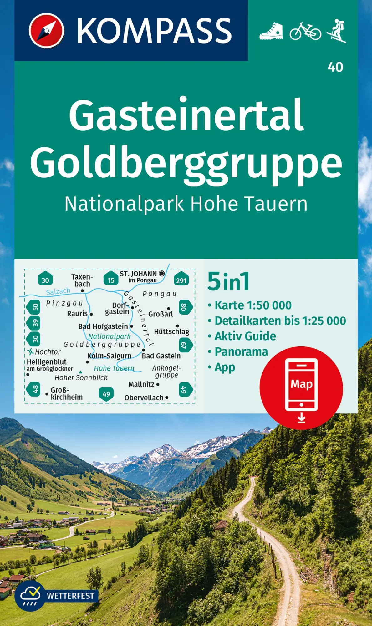 Cover: 9783991217831 | KOMPASS Wanderkarte 40 Gasteinertal, Goldberggruppe, Nationalpark...