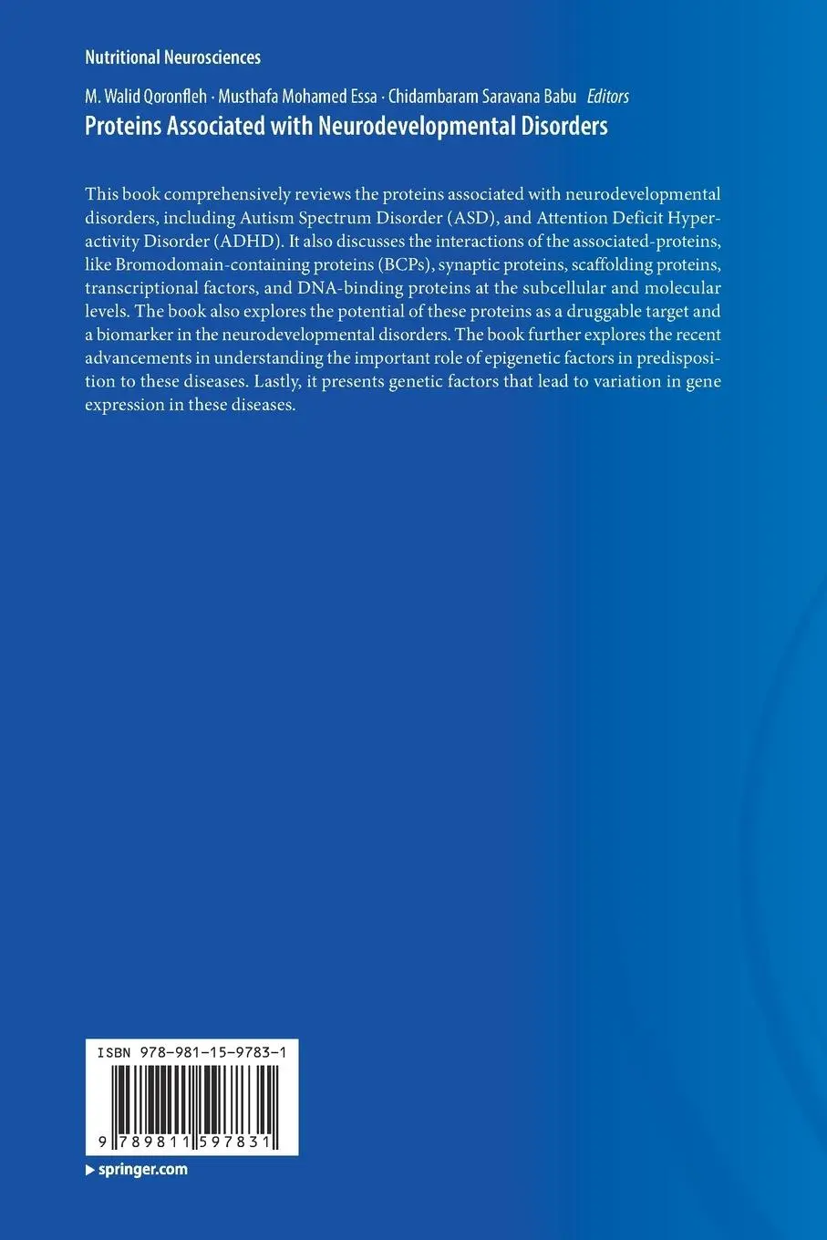 Rückseite: 9789811597831 | Proteins Associated with Neurodevelopmental Disorders | Taschenbuch
