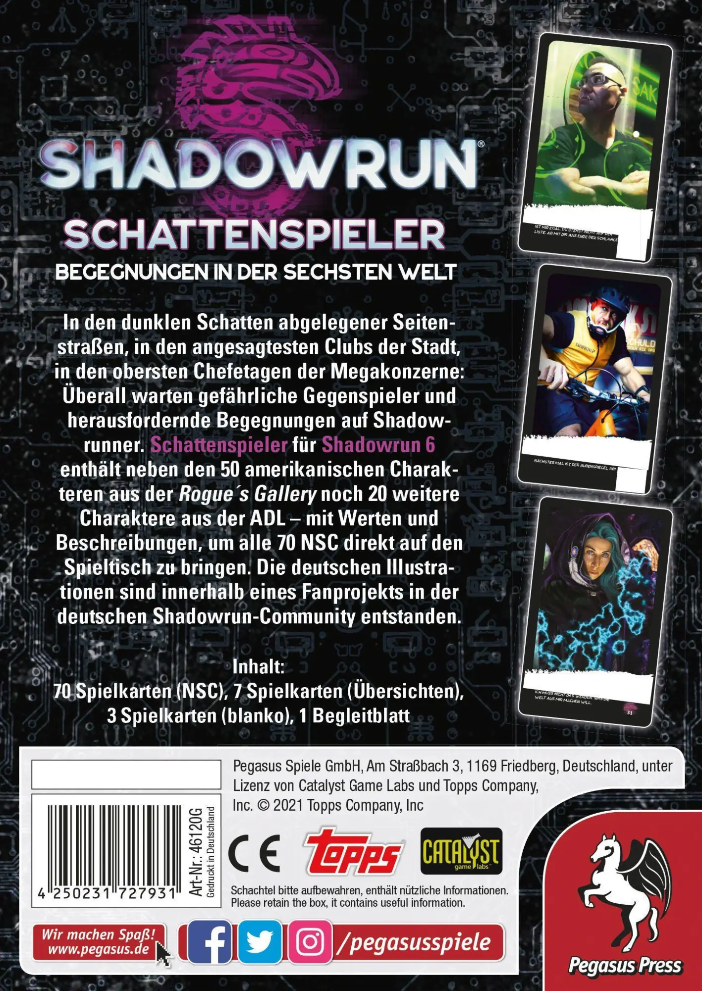 Bild: 4250231727931 | Shadowrun: Schattenspieler (Spielkarten-Set) | Spiel | Brettspiel