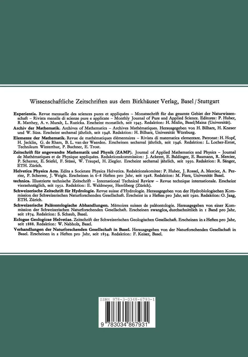 Rückseite: 9783034867931 | Pflanzliche Infektionslehre | Ernst Gäumann | Taschenbuch | 681 S.