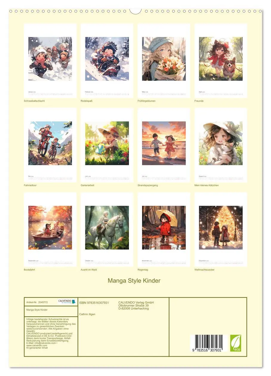 Bild: 9783516307931 | Manga Style Kinder (hochwertiger Premium Wandkalender 2026 DIN A2...