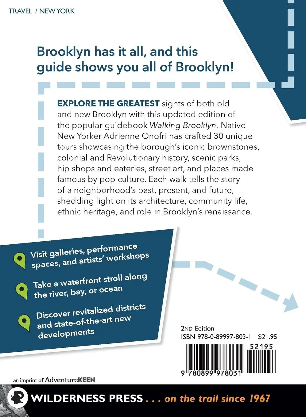 Rückseite: 9780899978031 | Walking Brooklyn | Adrienne Onofri | Taschenbuch | Walking | Englisch