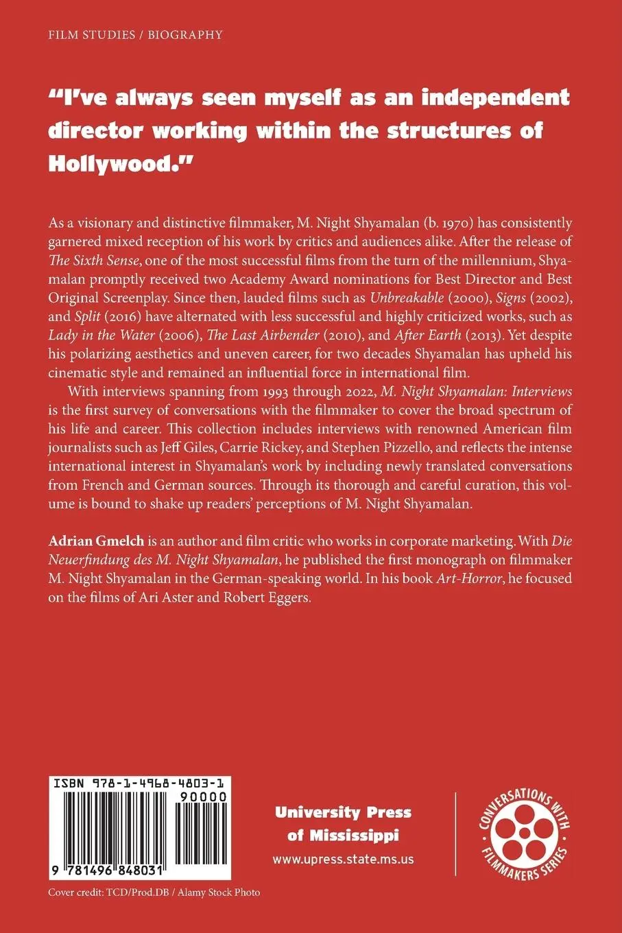 Rückseite: 9781496848031 | M. Night Shyamalan | Interviews | Adrian Gmelch | Taschenbuch | 2023