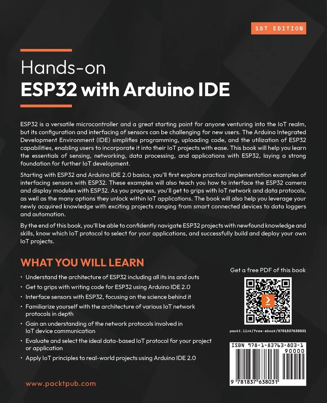 Rückseite: 9781837638031 | Hands-on ESP32 with Arduino IDE | Asim Zulfiqar | Taschenbuch | 2024