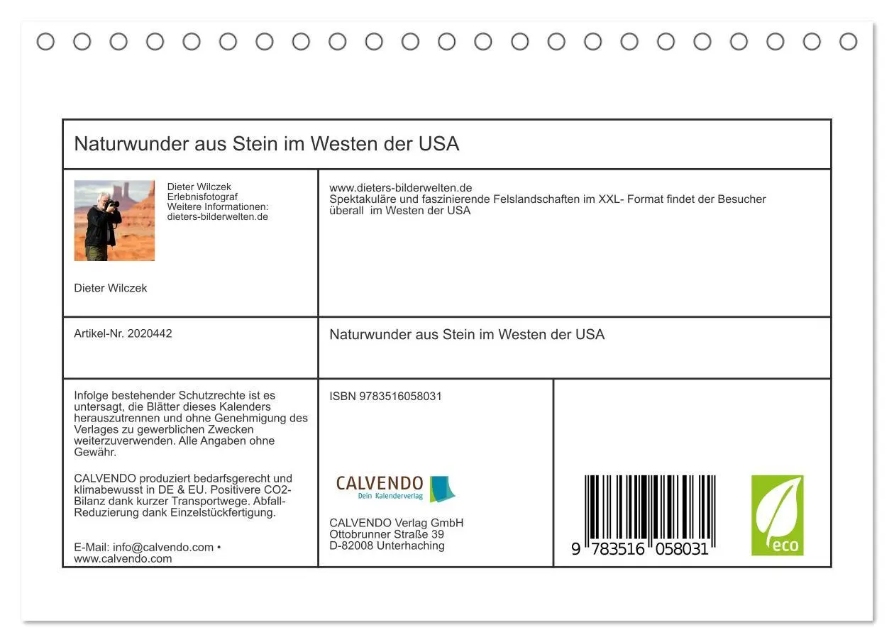 Bild: 9783516058031 | Naturwunder aus Stein im Westen der USA (Tischkalender 2026 DIN A5...