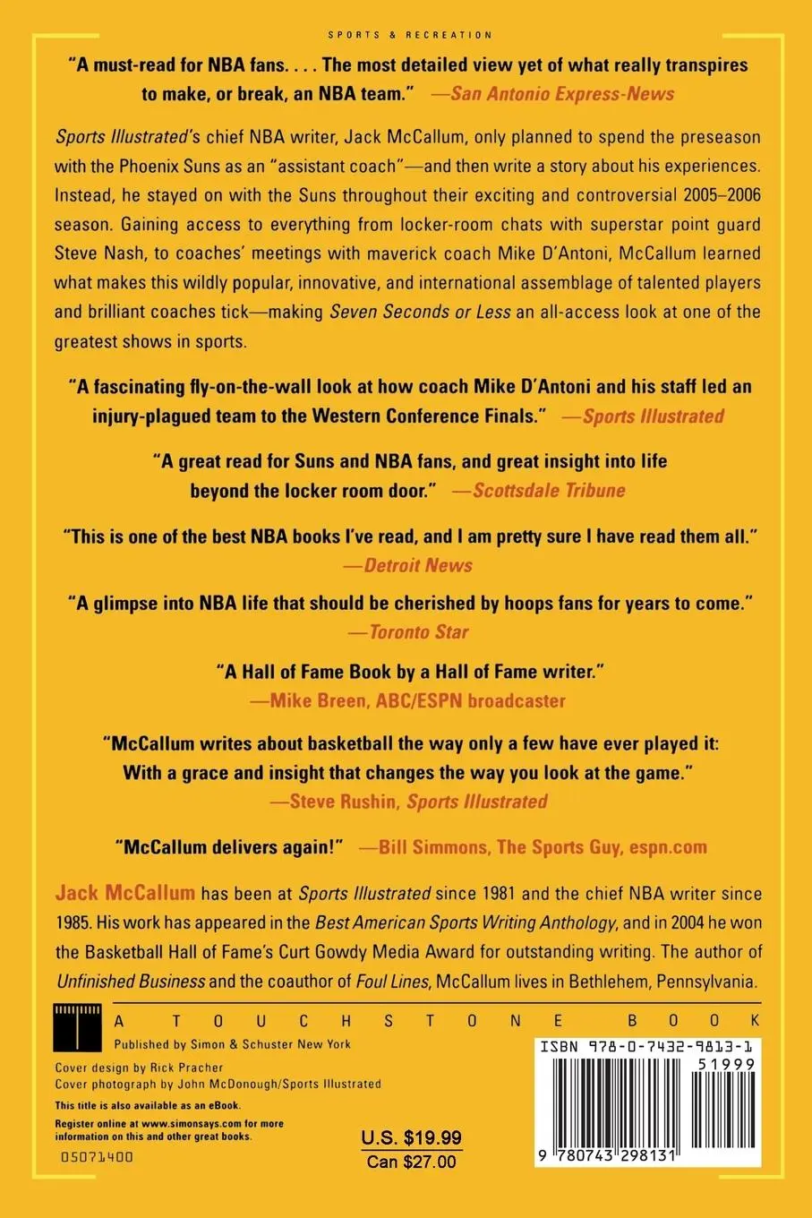 Rückseite: 9780743298131 | Seven Seconds or Less | Jack Mccallum | Taschenbuch | Englisch | 2007