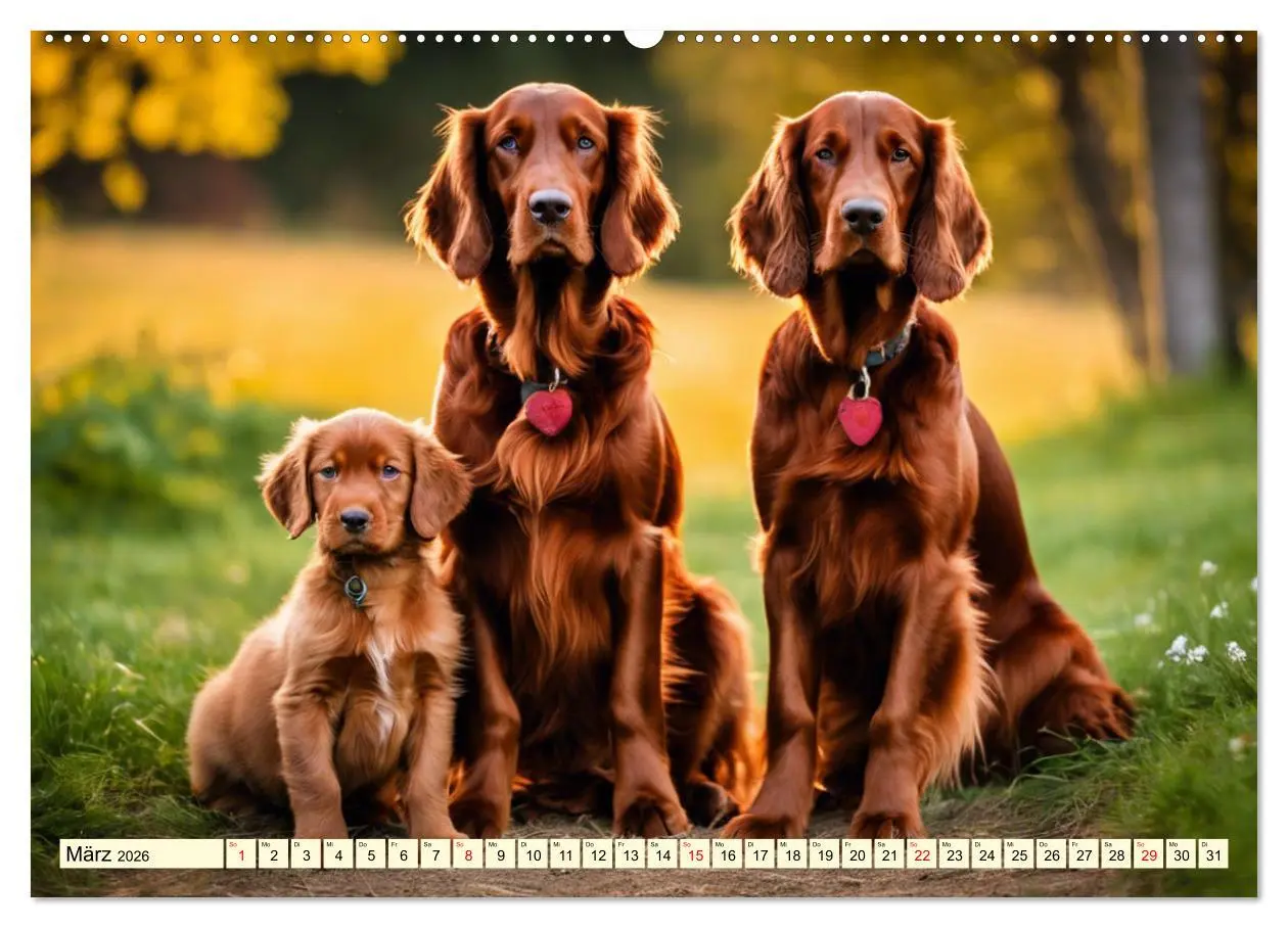 Bild: 9783457408131 | Irish Setter - Anmut pur (Wandkalender 2026 DIN A2 quer), CALVENDO...