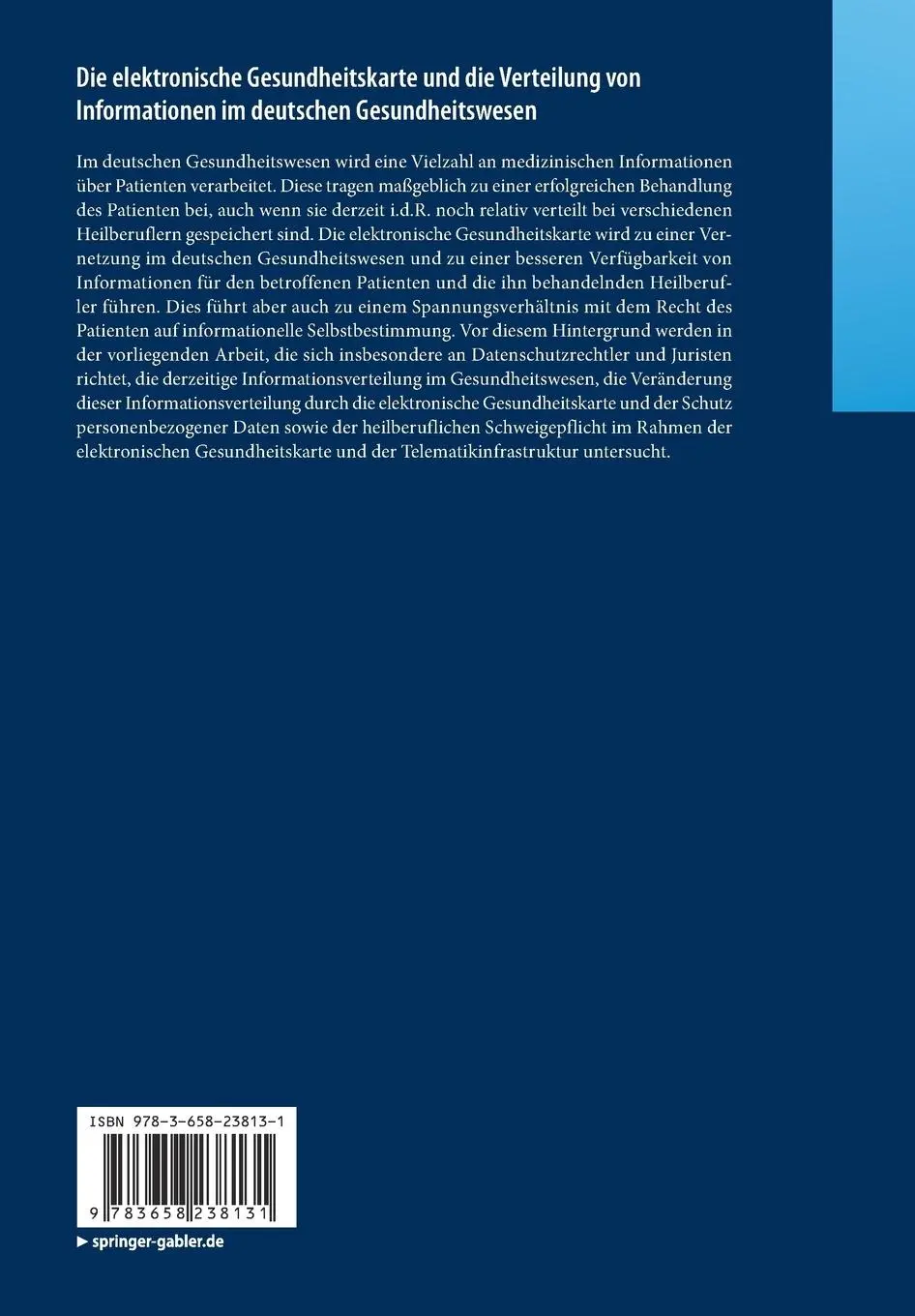 Rückseite: 9783658238131 | Die elektronische Gesundheitskarte und die Verteilung von...