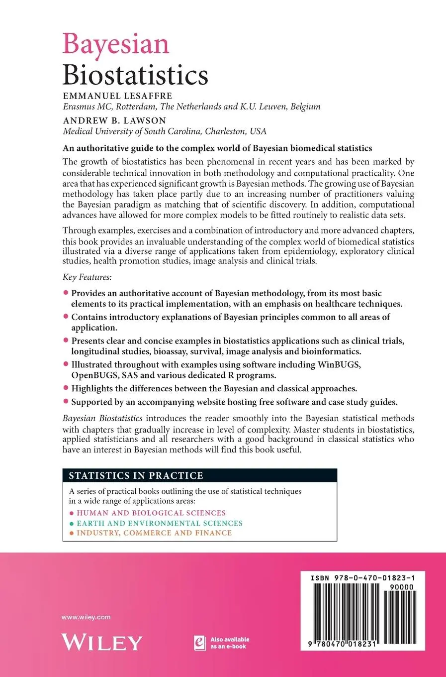 Rückseite: 9780470018231 | Bayesian Biostatistics | Emmanuel Lesaffre (u. a.) | Buch | 320 S.