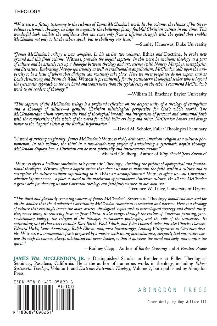 Rückseite: 9780687098231 | Witness Systematic Theology Volume 3 | Mcclendon (u. a.) | Taschenbuch