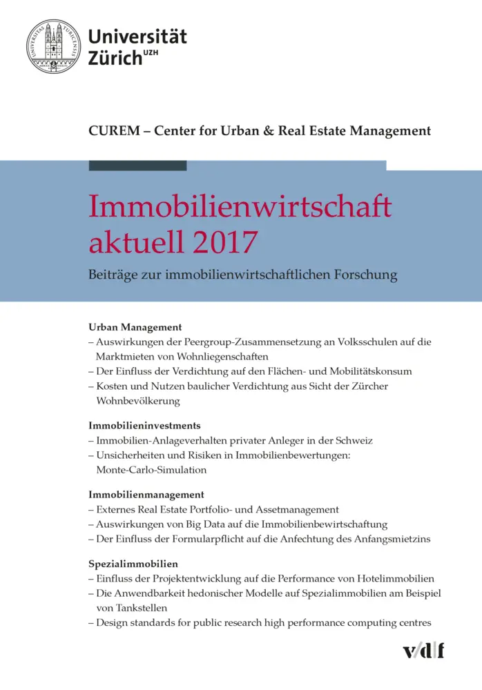 Cover: 9783728138231 | Immobilienwirtschaft aktuell 2017 | Zurich | Taschenbuch | XVI | 2017