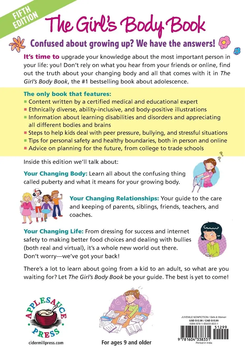 Rückseite: 9781604338331 | Girl's Body Book (Fifth Edition) Softcover | Kelli Dunham | Buch