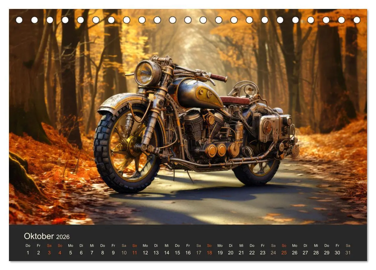 Bild: 9783457488331 | Steampunk Motorräder (Tischkalender 2026 DIN A5 quer), CALVENDO...