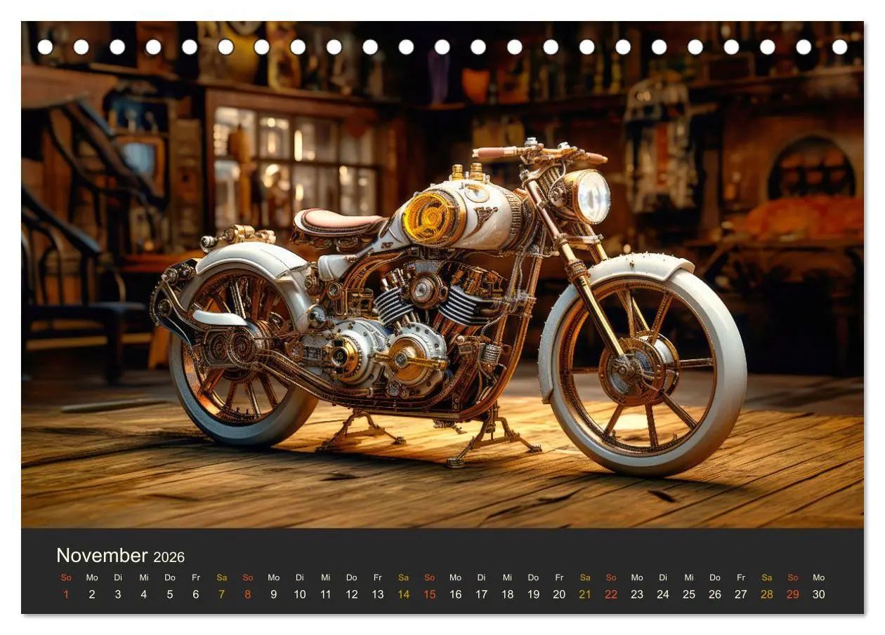 Bild: 9783457488331 | Steampunk Motorräder (Tischkalender 2026 DIN A5 quer), CALVENDO...