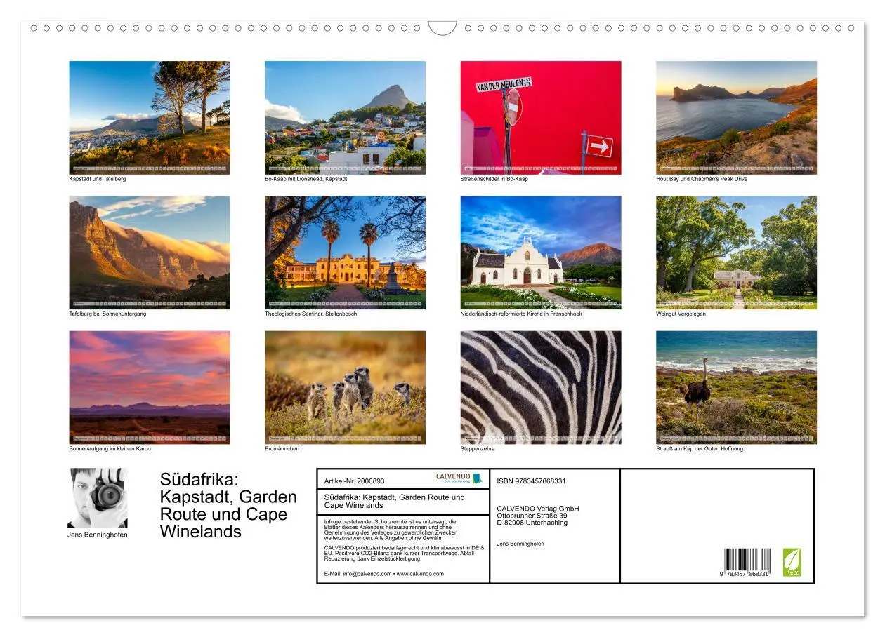 Bild: 9783457868331 | Südafrika: Kapstadt, Garden Route und Cape Winelands (Wandkalender...