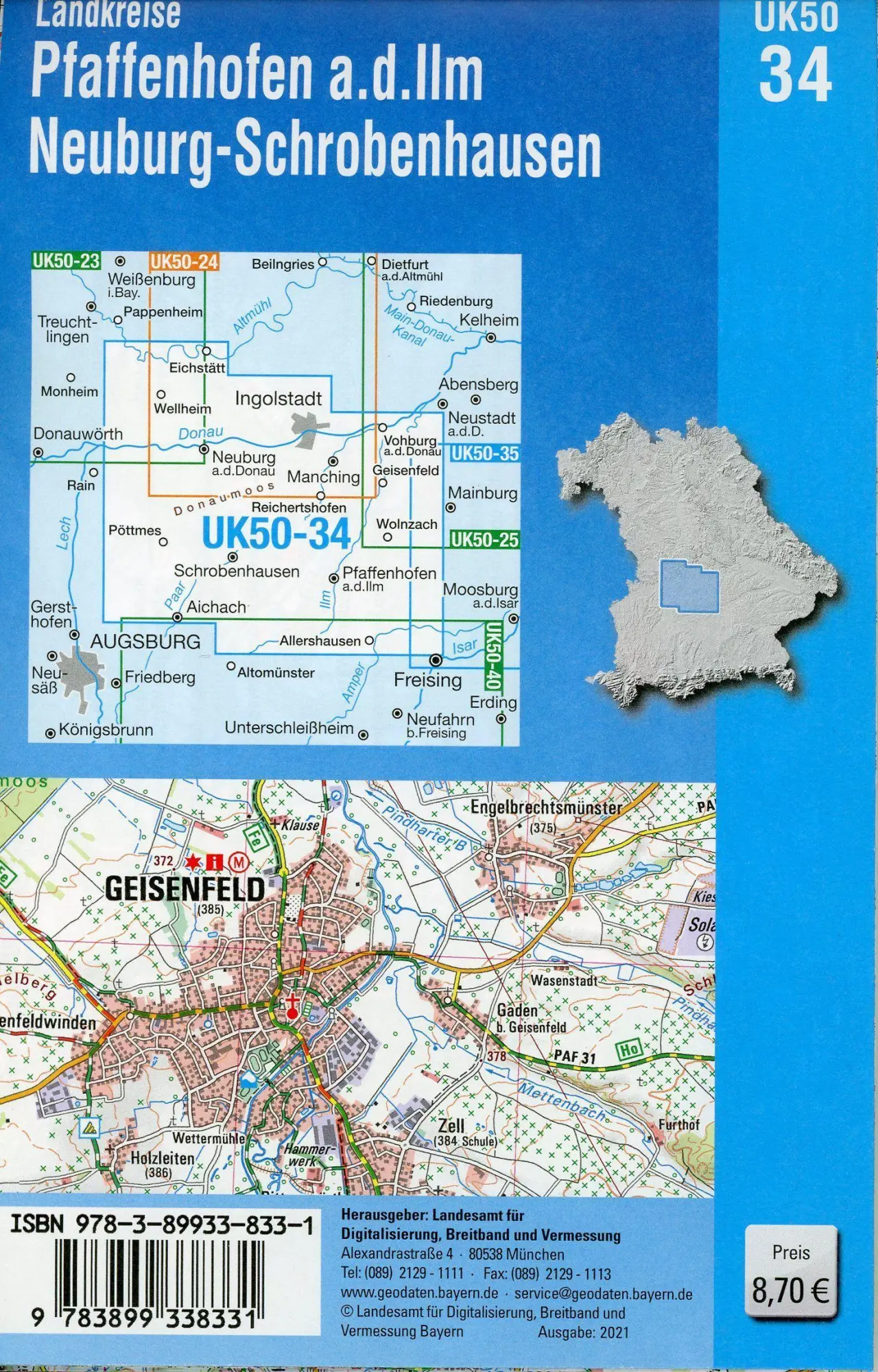 Bild: 9783899338331 | Pfaffenhofen - Schrobenhausen 1 : 50 000 (UK50-34) | Digitalisierung
