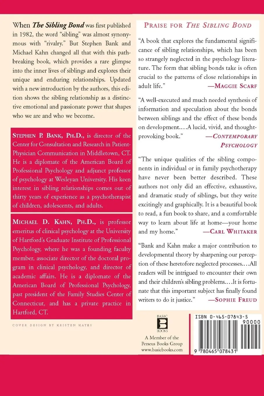 Rückseite: 9780465078431 | The Sibling Bond | Stephen P. Bank (u. a.) | Taschenbuch | Englisch
